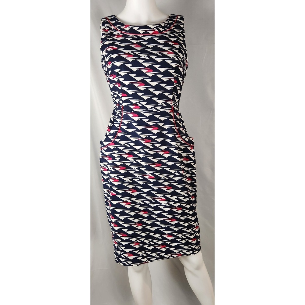 Maggy London Geometric Corpcore/Old-Money/Retro Vibe Sheath Dress 4